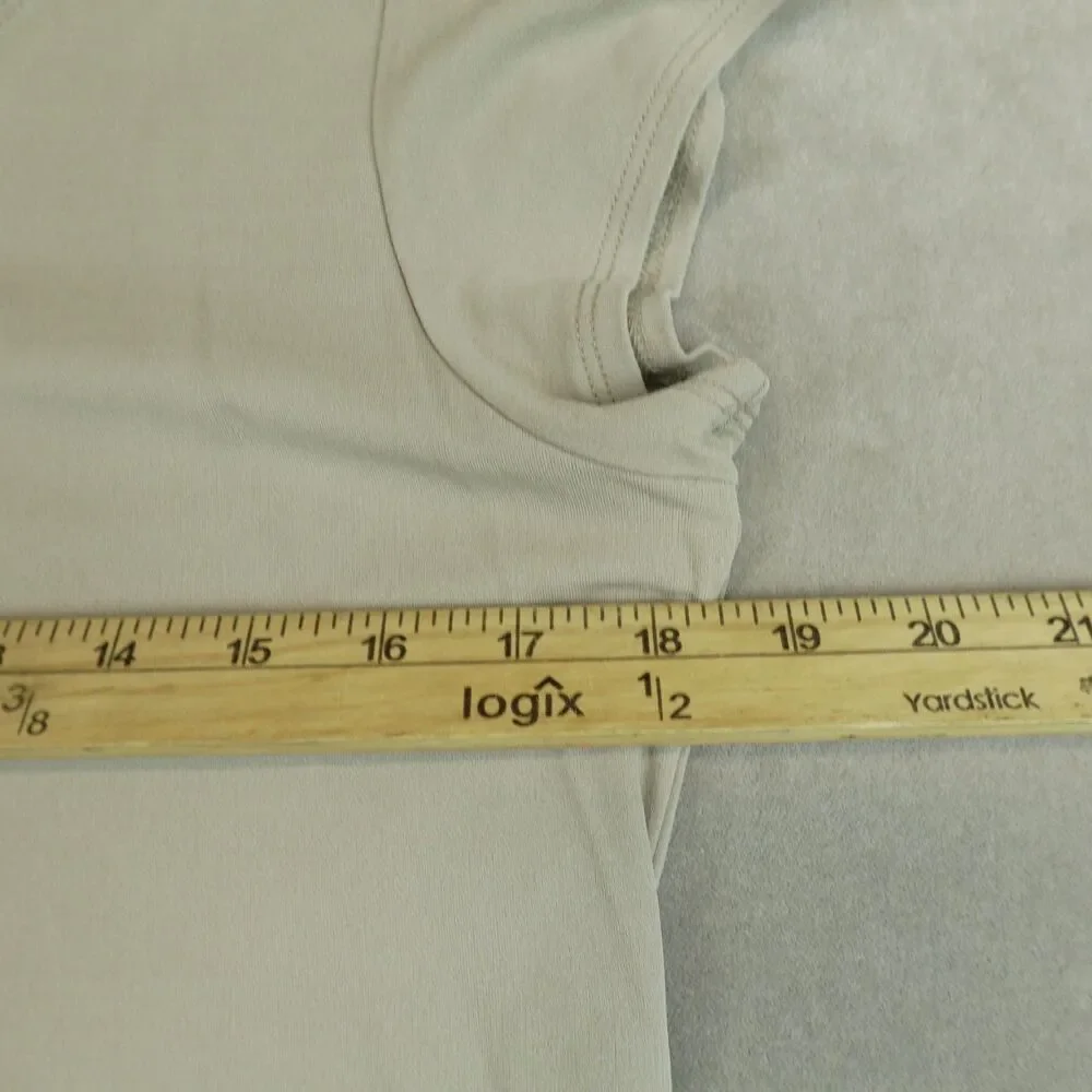 Eileen Fisher Shirt 100% Silk Jersey Short Sleeve Scoop Neck Tee Beige Classic